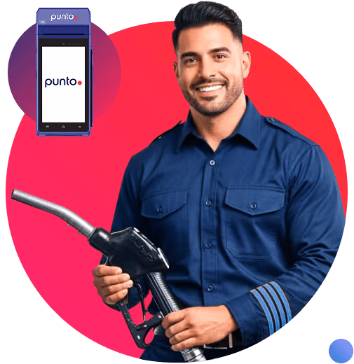 Despachador de gasolinera con terminal Punto